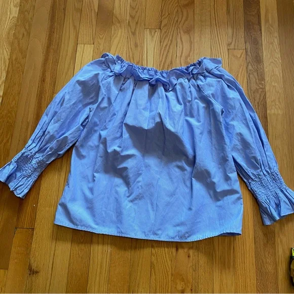 Primark Light Blue Ruffled Off-Shoulder Blouse - Picture 6 of 6